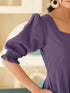 Purple Pure Cotton Solid A-line Dress